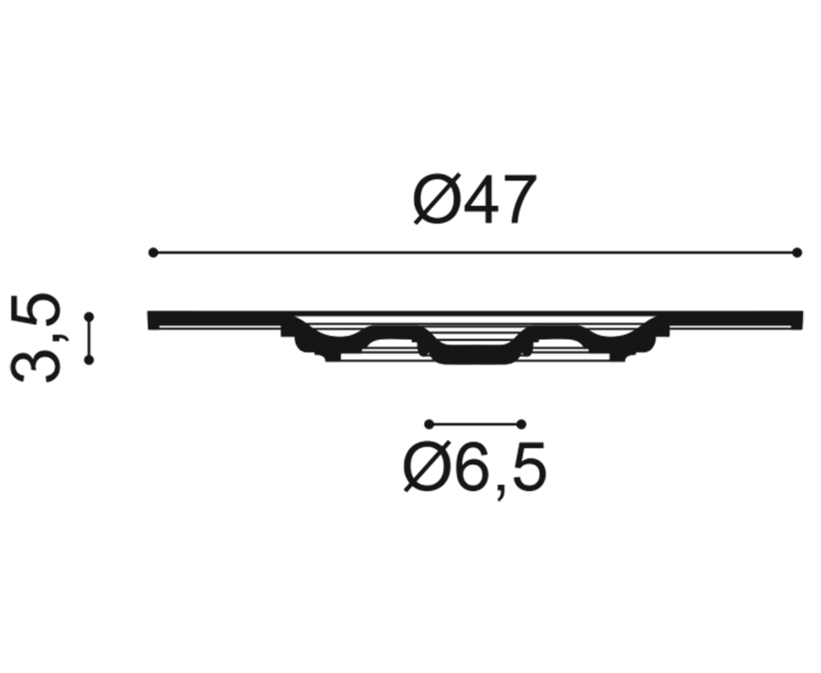 Dimension de la rosace de plafond R17 polyuréthane Orac