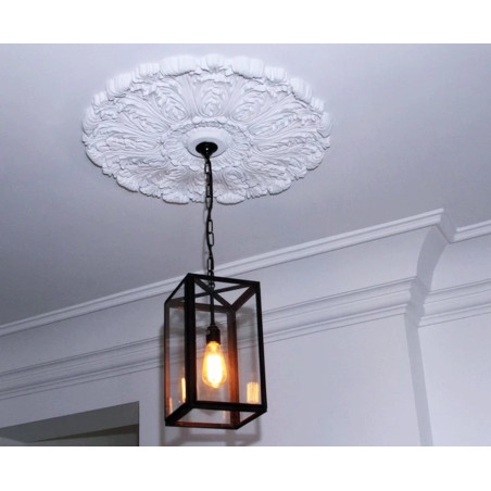 Rosace de plafond R27 polyuréthane ornée de motifs de feuilles