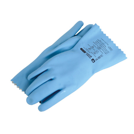 Gants de protection chimique en latex bleu sur coton jersey