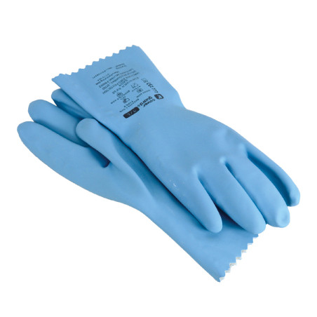 Gants de protection chimique en latex bleu sur coton jersey
