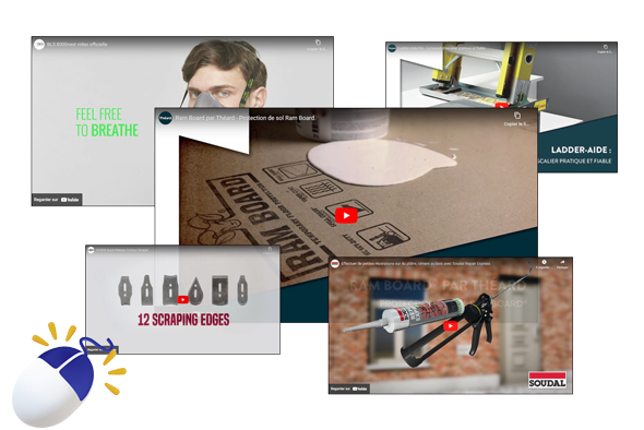 Plusieurs vignettes youtube de tutoriels ou présentation des produits Batisolution
